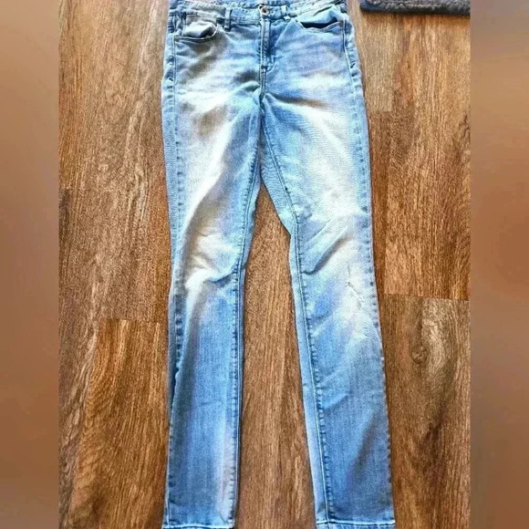 Madewell Denim - Madewell 28x32 high rise skinny straight leg  distressed jeans